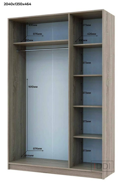 Шкаф для одежды Doros Промо Дуб сонома 3 ДСП 135х48х204 (80737072) — Morfey.ua
