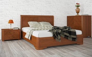 Полуторне ліжко Мілена з інтарсією Олімп 120x190 см Горіх — Morfey.ua