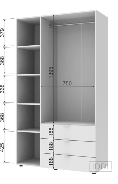 Розпашна Шафа для одягу Doros Гелар комплект Білий 3+3 ДСП 232,4х49,5х203,4 (42002119) — Morfey.ua