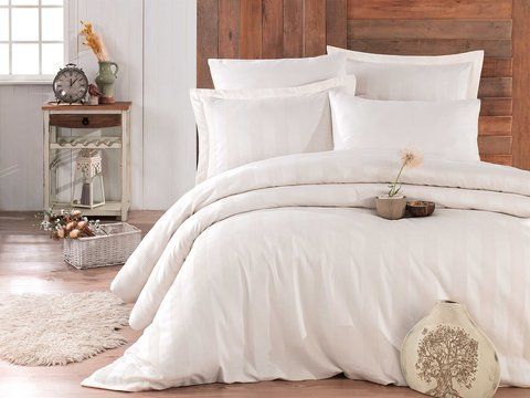 КПБ HOBBY Exclusive Sateen Diamond Wafel Krem кремовый 200*220/2*50*70+2*70*70 &mdash; Morfey.ua