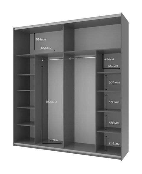 Шафа купе Doros G-Caiser Антрацит / Білий 2 ДСП / 3 частини 220х60х240 (42001012) &mdash; Morfey.ua