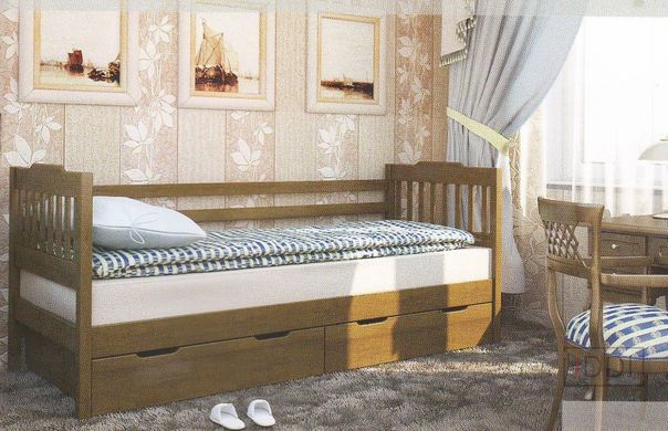 Ліжко Єва підліткова c перегородками Venger (Венгер) 80x190 см Бук під лаком — Morfey.ua