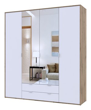 Распашной шкаф для одежды Doros Hugo Тахо / Белый 2 ДСП / 2 Зеркала 200х52х219 (44900099) — Morfey.ua