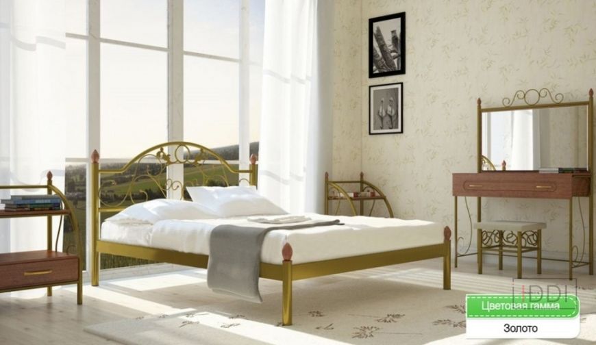 Кровать полуторная Франческа Металл Дизайн 140x190 см Черный — Morfey.ua