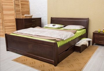 Полуторная кровать Олимп Сити Филенка с ящиками 120x190 см Орех — Morfey.ua