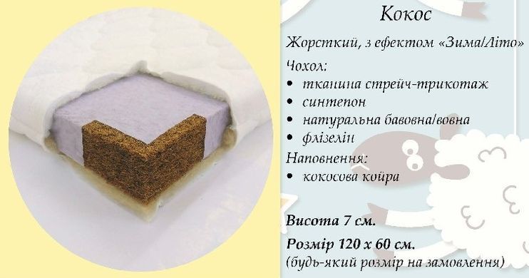 Матрац безпружинний Dz-Mattress Кокос 60x120 см &mdash; Morfey.ua