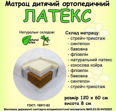 Матрас беспружинный Dz-Mattress Латекс 60x120 см — Morfey.ua
