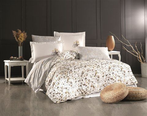 КПБ HOBBY Poplin Frame бежевый 200*220/2*50*70 &mdash; Morfey.ua