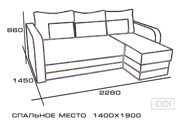 Диван угловой Винтаж Yudin 190x140 см Ткань 0-й категории — Morfey.ua