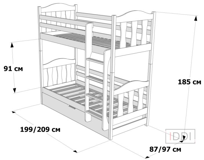 Кровать Сонька двухъярусная с ПМ Drimka 80x190 см — Morfey.ua