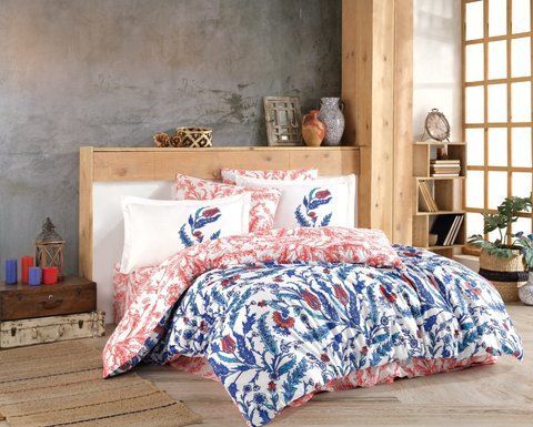 КПБ HOBBY Poplin Sofia синий 200*220/2*50*70 &mdash; Morfey.ua