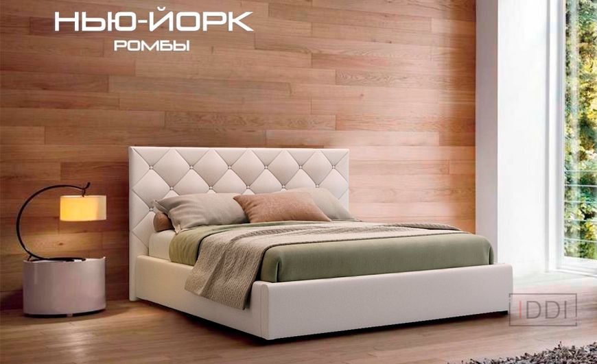 Кровать Нью-Йорк (ромбы, пуговицы) Green Sofa 120x200 см Ткань 1-й категории — Morfey.ua