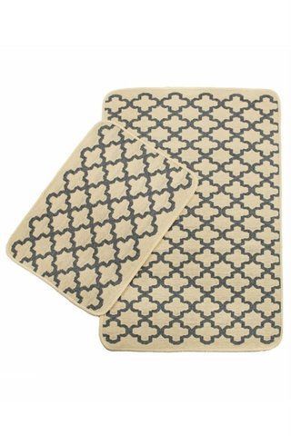 Набір килимків SOLO 40*60+60*90 KREM GRI GEOMETRI &mdash; Morfey.ua