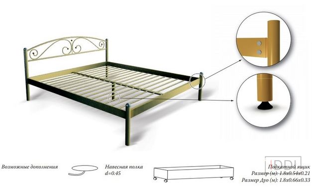 Полуторне ліжко Метакам Діана-1 (Diana-1) 120x190 см Білий — Morfey.ua
