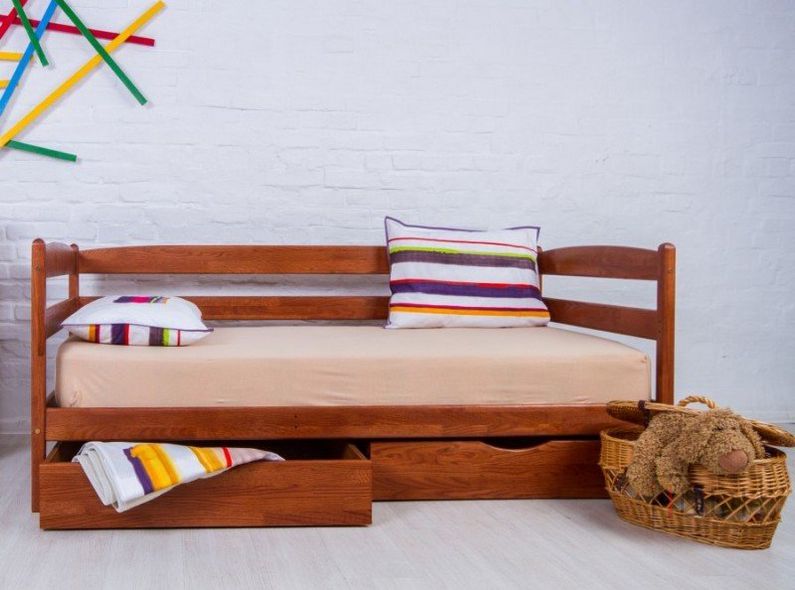 Кровать-диван Олимп Марио с ящиками 80x190 см Венге темный — Morfey.ua