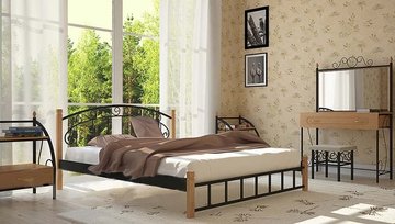 Кровать полуторная Афина Металл Дизайн 140x190 см Черный — Morfey.ua
