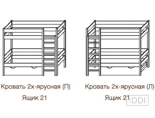 Ліжко Двох'ярусне Темп-Меблі 80x190 см Без ніші — Morfey.ua