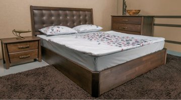 Полуторная кровать Сити Премиум с мягкой спинкой и с подъемным механизмом Олимп 120x190 см Орех — Morfey.ua