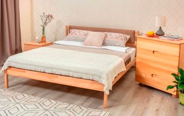 Односпальне ліжко Ліка без ізножья з м'якою спинкою Олімп 80x190 см Горіх — Morfey.ua