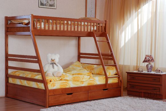 Ліжко Юлія двоярусна з ящиками Venger (Венгер) 80x190 см Бук під лаком — Morfey.ua