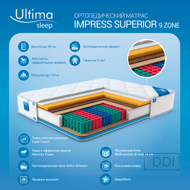 Матрац Ultima Sleep Impress Superior 9 Zone (Імпрес Суперіор 9 Зон) 70x190 см — Morfey.ua