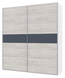 Шафа купе Doros Білий Дуб Крафт Білий/Вставка Графіт 2 ДСП / 4 частини 200х60х240 (42005066)