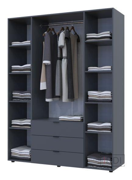 Розпашна шафа для одягу Doros Гелар Графіт 4 ДСП 155х49,5х203,4 (80737075) — Morfey.ua