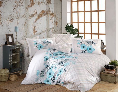 КПБ HOBBY Poplin Belinda голубой 200*220/2*50*70 &mdash; Morfey.ua