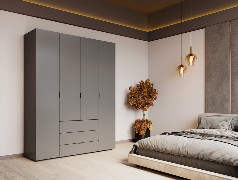 Розпашна шафа для одягу Doros Гелар Графіт 4 ДСП 155х49,5х203,4 (80737075) &mdash; Morfey.ua