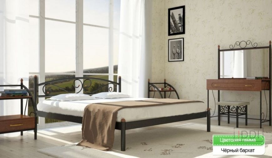 Ліжко двоспальне Вероніка Метал Дизайн 160x190 см Чорне золото — Morfey.ua