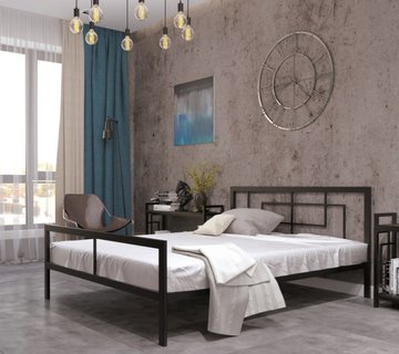 Кровать Квадро Металл Дизайн 80x190 см Черный бархат — Morfey.ua