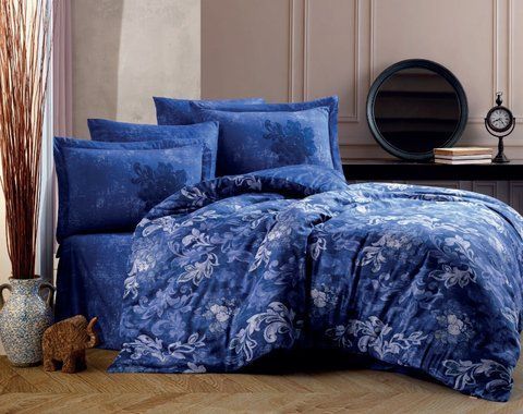 КПБ HOBBY Exclusive Sateen ADELE синий 200*220/4*50*70 &mdash; Morfey.ua