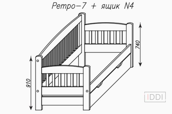 Ліжко Ретро-7 Темп-Меблі 80x190 см Без ніші — Morfey.ua