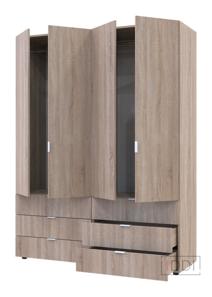 Распашной шкаф для одежды Doros Гелар комплект сонома 2+2 ДСП 155х49,5х203,4 (42002123) — Morfey.ua