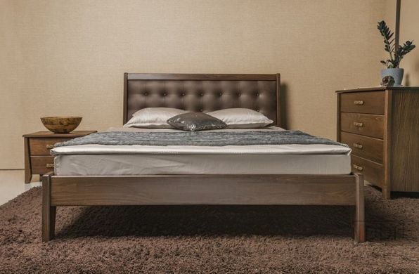 Полуторне ліжко Сіті Преміум без ізножья (м'яка спинка) Олімп 120x190 см Горіх — Morfey.ua