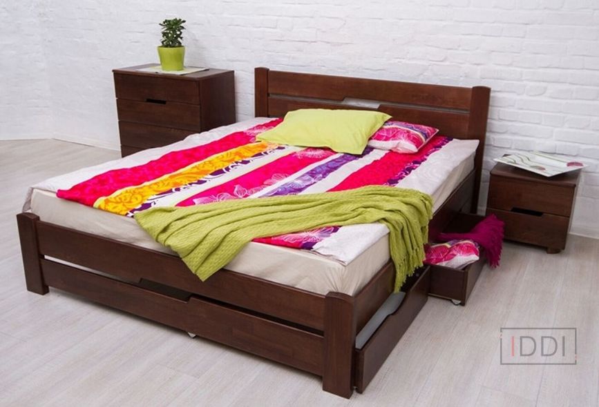 Односпальная кровать Олимп Айрис с ящиками 80x190 см Орех — Morfey.ua
