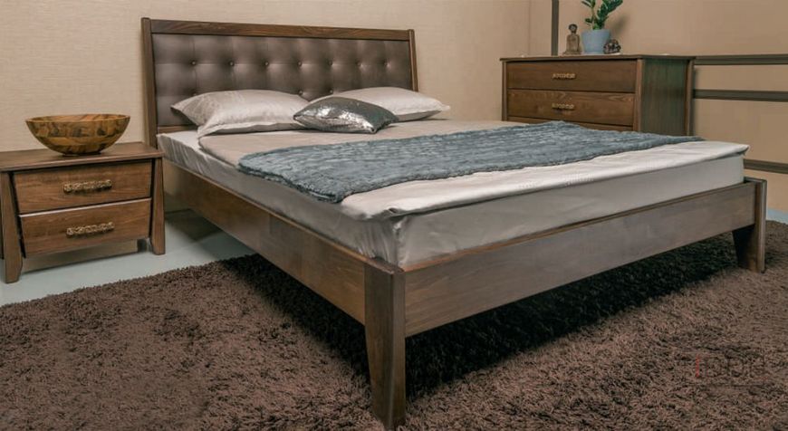 Полуторне ліжко Сіті Преміум без ізножья (м'яка спинка) Олімп 120x190 см Горіх — Morfey.ua