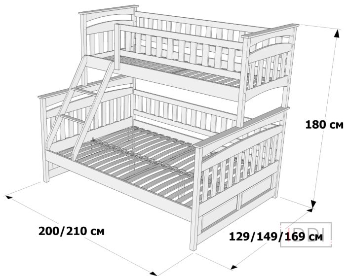 Ліжко Русалонька двох'ярусна Drimka 80/120x190 см — Morfey.ua