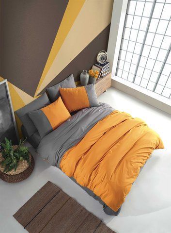 КПБ HOBBY Poplin Diamond Турунгу/Antr. оранжевый/антрацит 200*220/2*50*70 &mdash; Morfey.ua