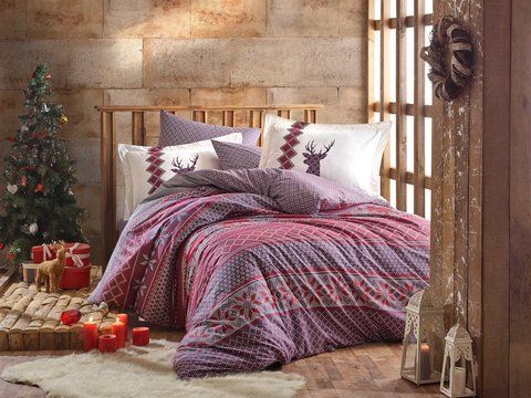 КПБ HOBBY Poplin Clarinda бордовый 160*220/1*50*70 &mdash; Morfey.ua