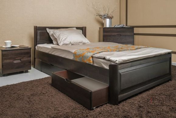 Двуспальная кровать Олимп Марго филенка с ящиками 160x190 см Бук под лаком — Morfey.ua