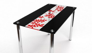 Стіл обідній Квіти раю (червоно-чорний) БЦ-стіл 61x91 см — Morfey.ua