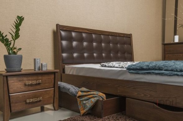 Полуторная кровать Сити Премиум с мягкой спинкой и ящиками Олимп 120x190 см Орех — Morfey.ua