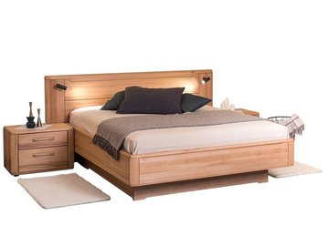 Двуспальная кровать K'Len Николь 160x200 см с освещением изголовья Бук щит/массив без ящиков — Morfey.ua