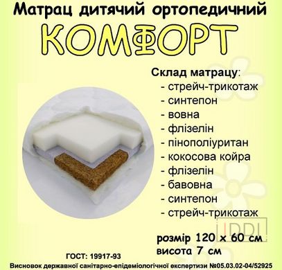 Матрац безпружинний Dz-Mattress Комфорт 60x120 см — Morfey.ua