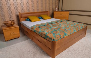 Односпальне ліжко Марго м'яка з ящиками Олімп 80x190 см Горіх — Morfey.ua