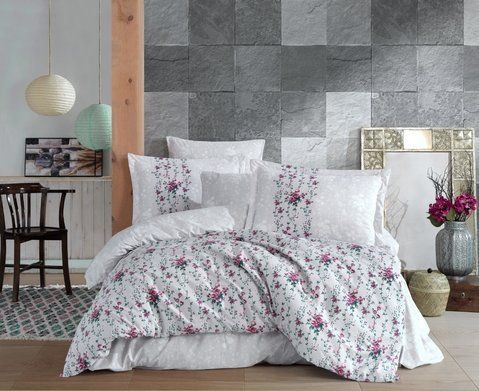 КПБ HOBBY Poplin Cloudia серый 200*220/2*50*70 &mdash; Morfey.ua