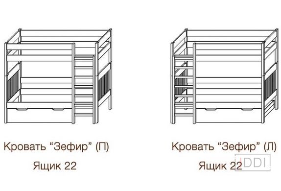 Ліжко двоярусне Зефір Темп-Меблі 80x190 см Без ніші — Morfey.ua