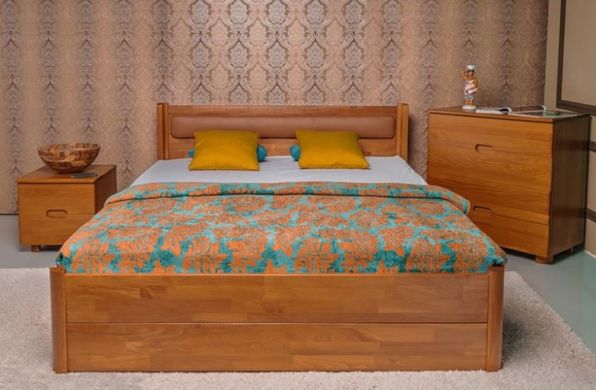 Односпальная кровать Олимп Марго мягкая с ящиками 80x190 см Орех — Morfey.ua