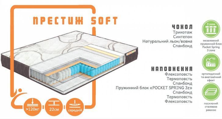 Матрас пружинный Musson Престиж Soft 80x190 см &mdash; Morfey.ua